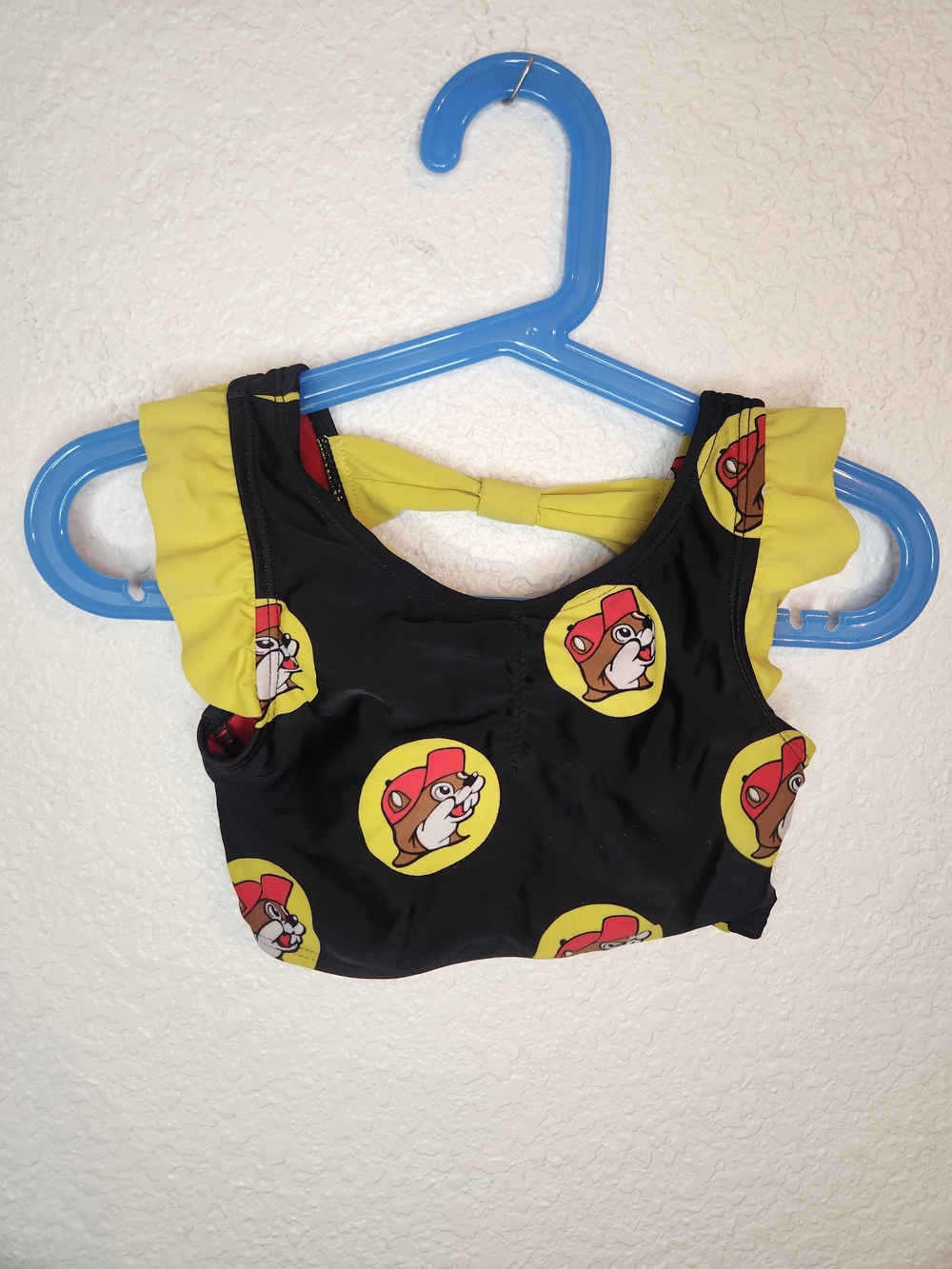 Buc-ee's Kids Black & Yellow Character Swim Top 2t bikini top